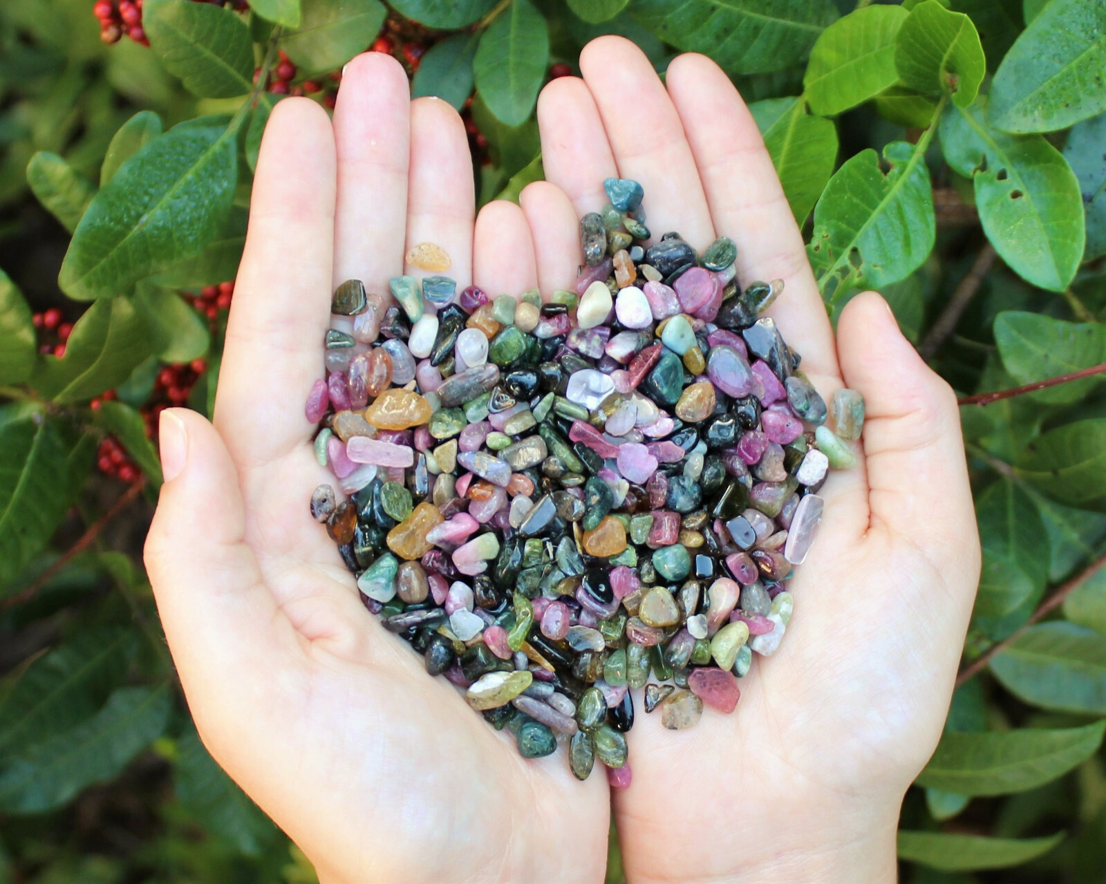 Rainbow Tourmaline Semi Tumbled Gemstone TINY Chips 2-4 mm Wholesale Bulk Lots