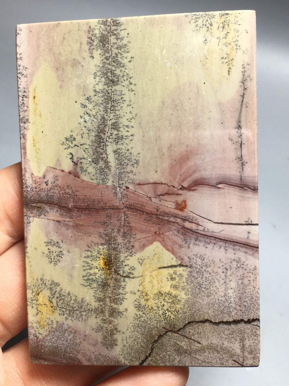 88g NATURAL dendritic traditional paiting slab QUARTZ CRYSTAL slab HEALING