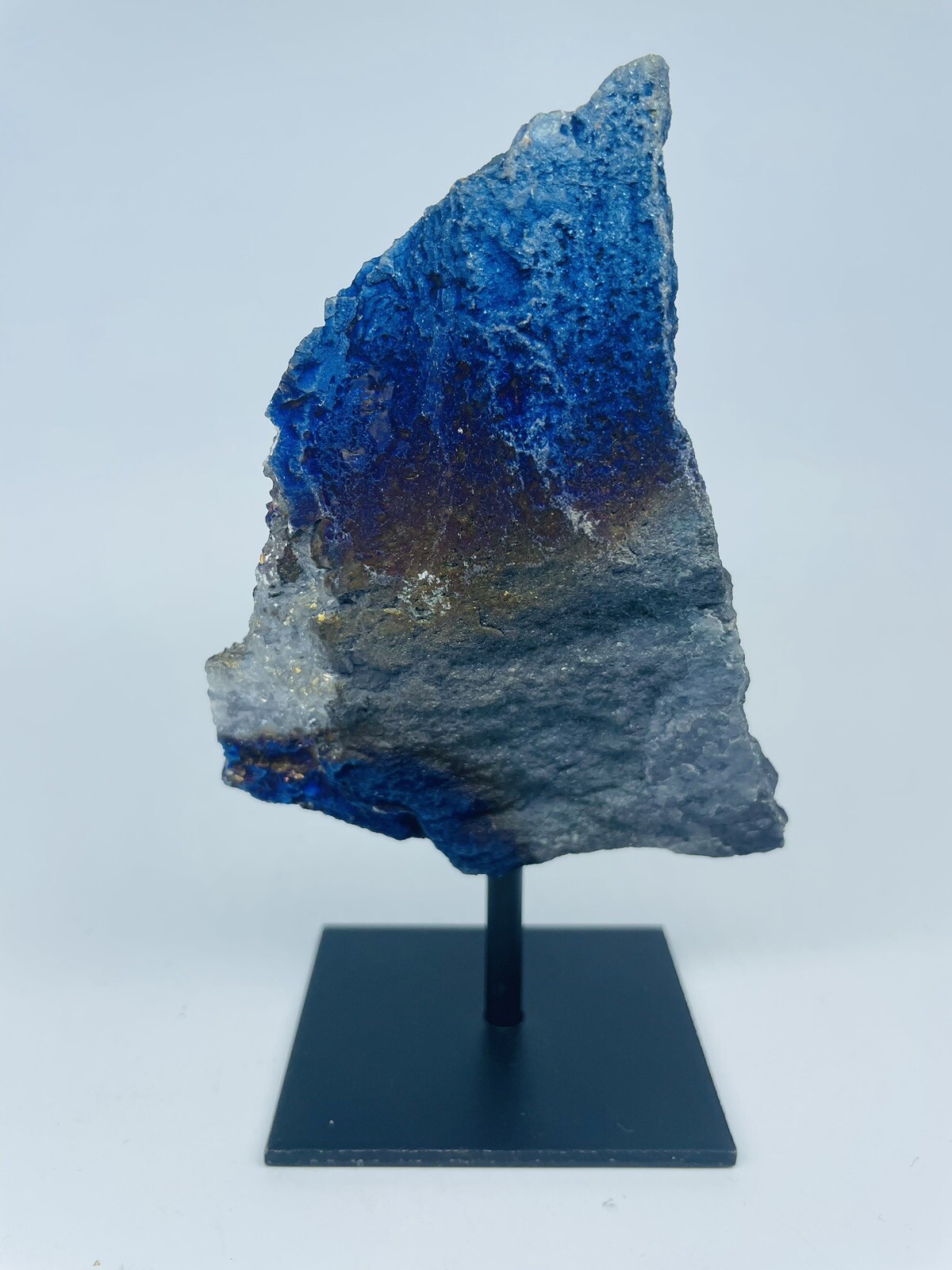 Colorful Rainbow Aura Titanium Quartz Crystal Bismuth cluster On Metal Stand