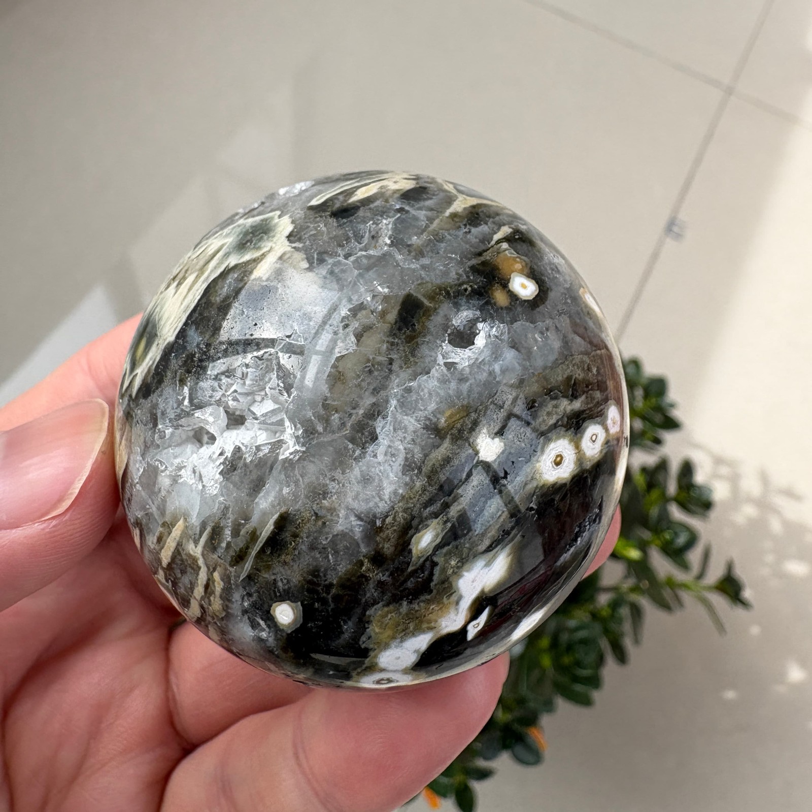 Natural 8th Vein Ocean Jasper Sphere 2.1″ 0.4 lb Crystal Ball Healing Gemstone
