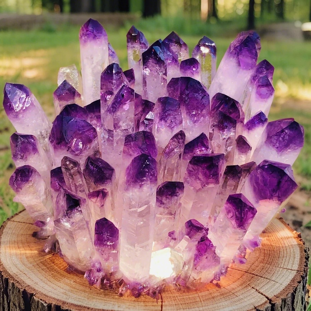 310G+ Natural Amethyst Phantom Cluster Healing Geode Mineral Specimen Crystal