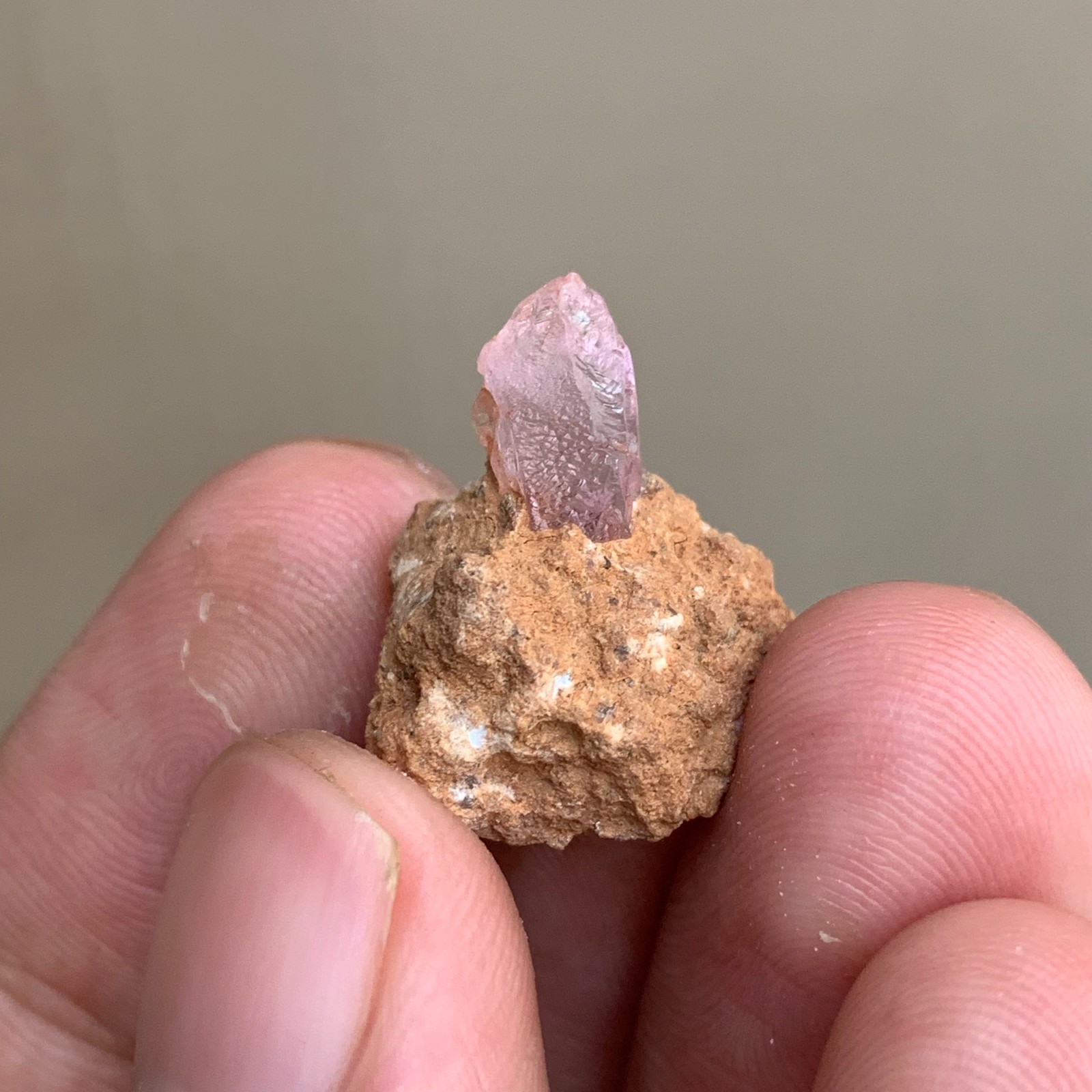 Pink topaz crystal specimen | 3.3g | Etched crystal | Thumbnail size | Pakistan