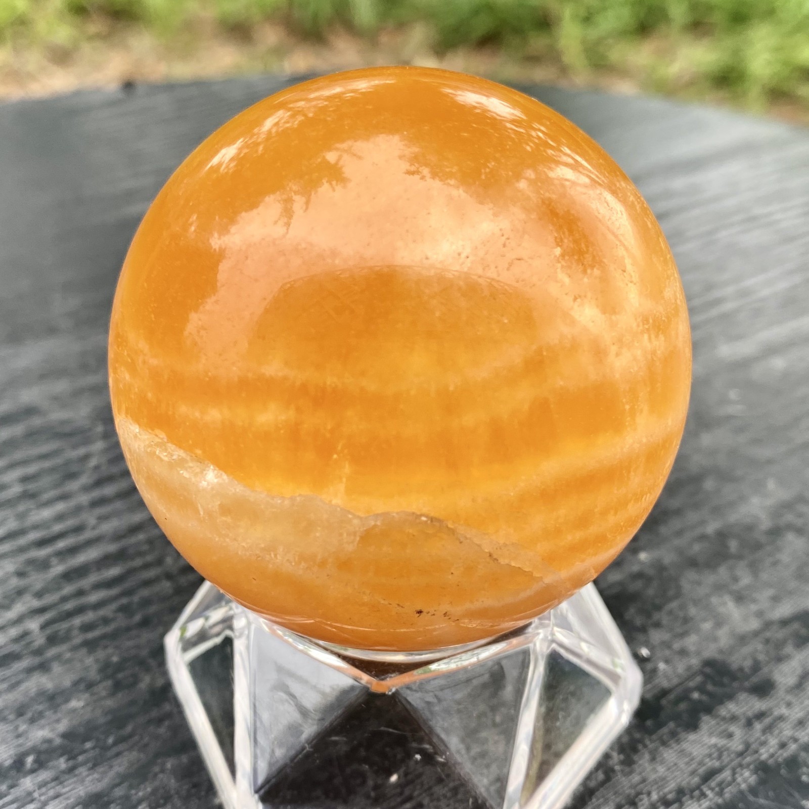 300G Natural zebra stone column /Yellow agate striped crystal ball Crystal decor
