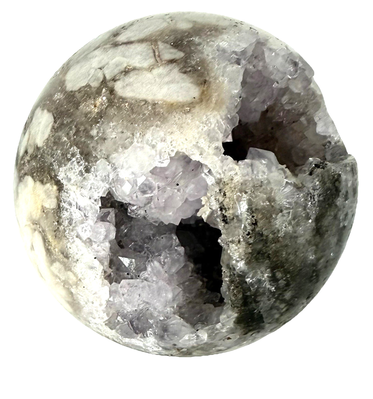 966mm Pink Amethyst Cluster Flower Agate Sphere UV Reactive