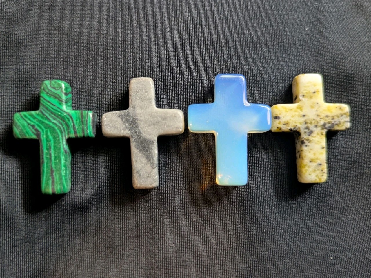 1″ Mini Crystal Crosses Natural Quartz Cross Shaped Worry Stones Charms – #1