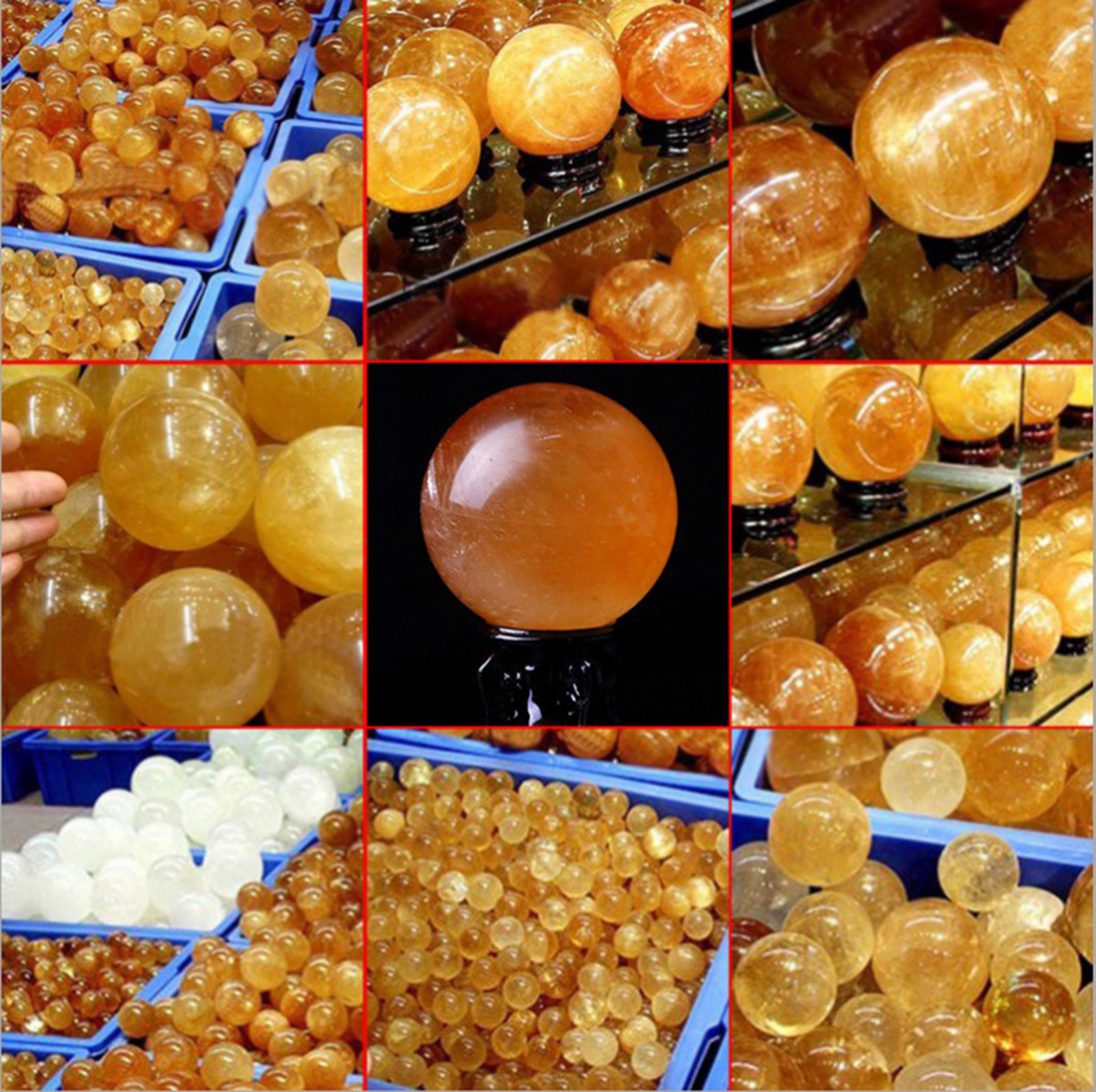 40~80mm Natural Citrine Quartz Crystal Sphere Ball Healing Gemstone+Stand New