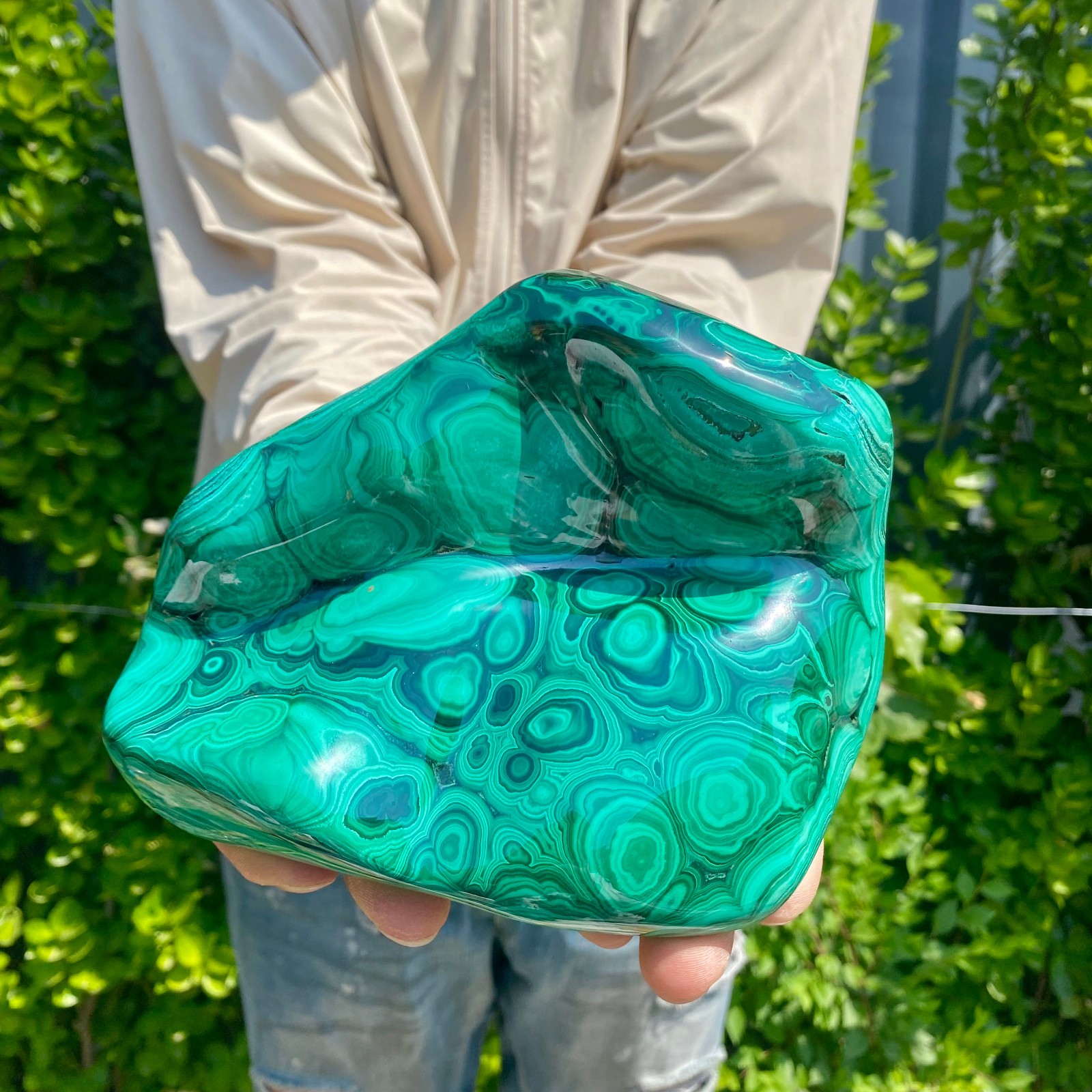 4.54LB Natural glossy Malachite transparent cluster rough mineral sample