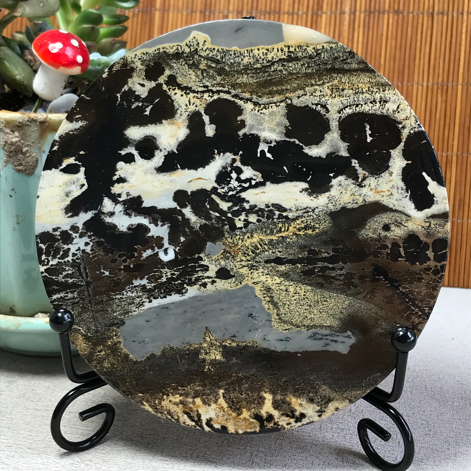 99mm Natural Chinese painting stone crystal ornaments for home decoration A6401