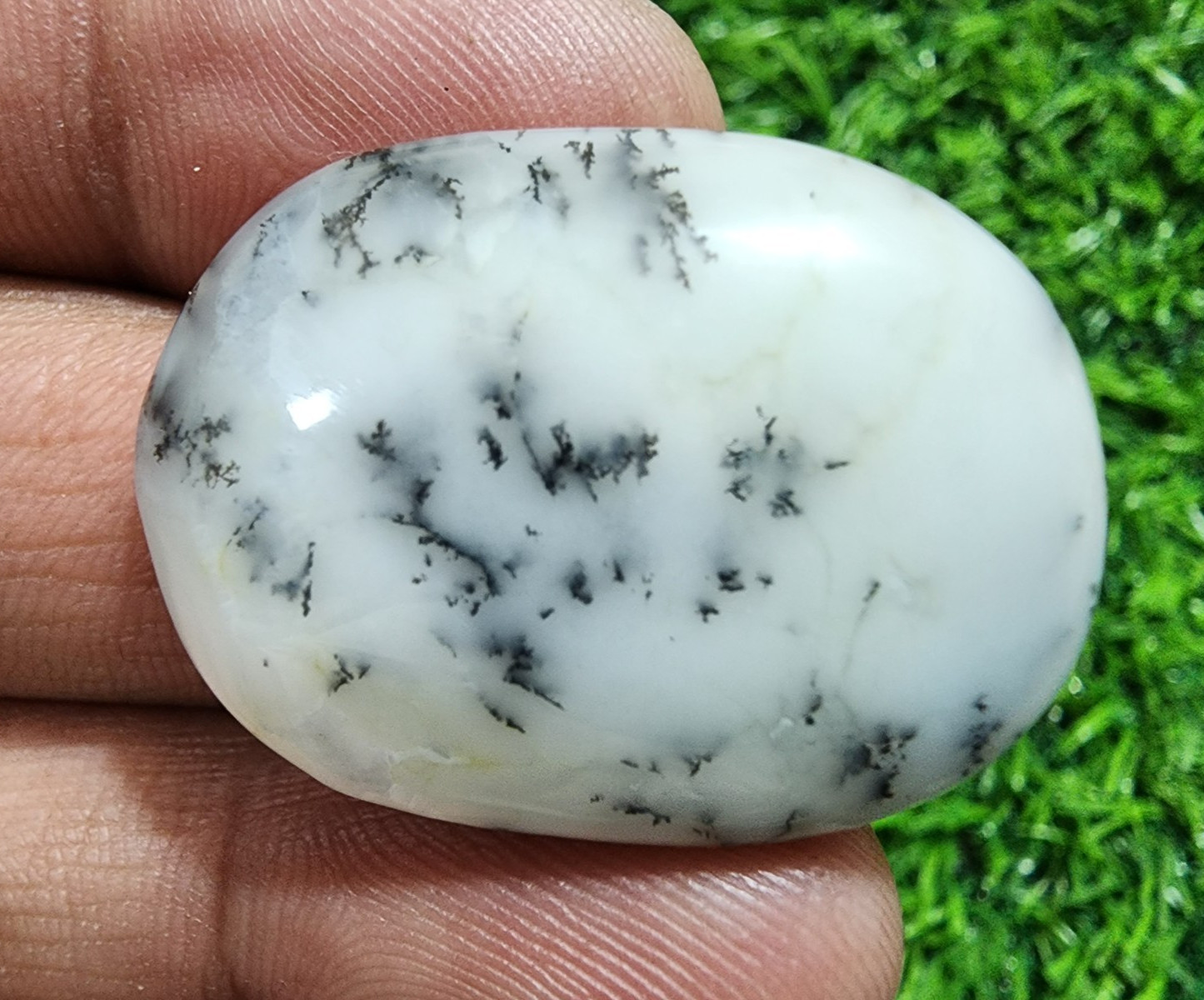 Natural Dendrite Opal 45ct Oval Shape Cabochon High Quality Gemstone Jewelry