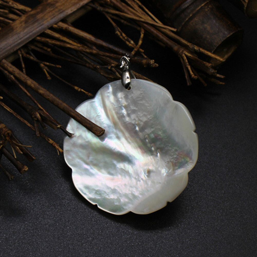 Mother of Pearl Shell Rose Flower Charm Pendant Crystal Necklace Jewelry Healing