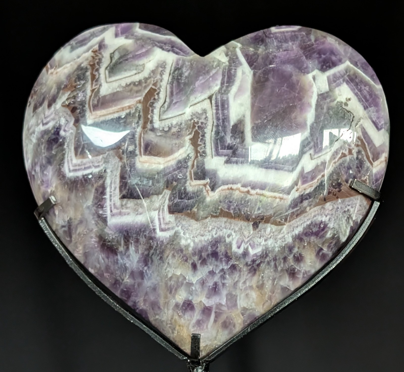 Chevron Amethyst Heart Carving Dream Large Big Crystal Gemstone Chakra