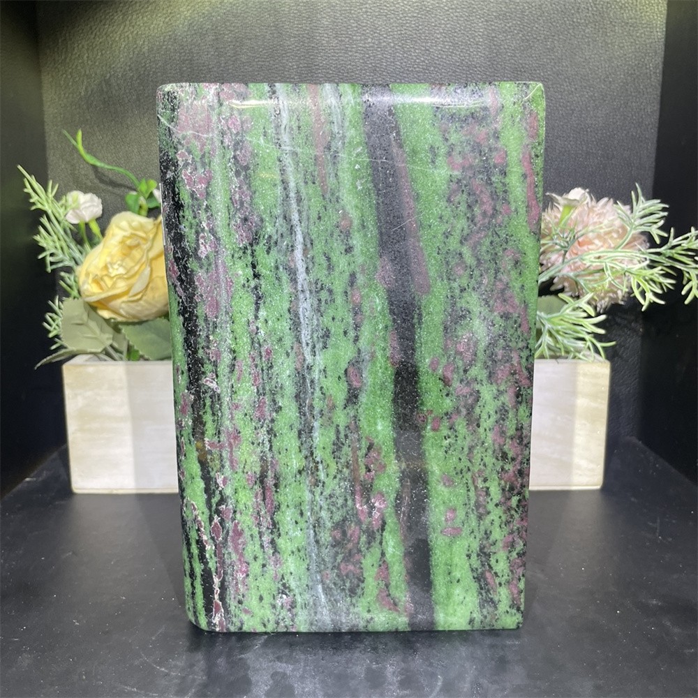 5.3LB 7.8″ Natural Ruby In Zoisite Book Carved Crystal Quartz Healing Decor Gift