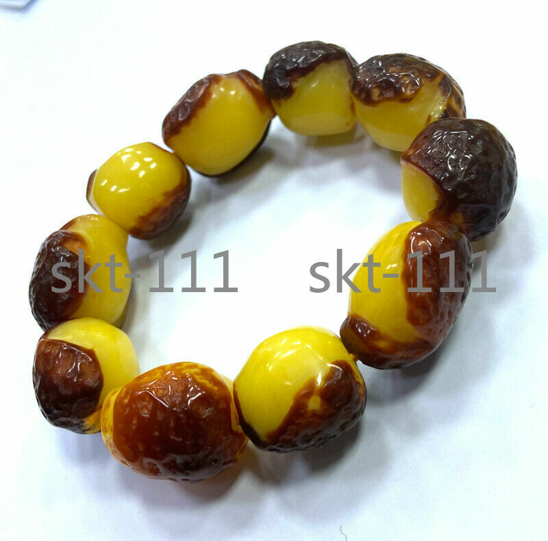 Certificate 18x23mm Retro Natural Mexico Succinum beeswax Beads Bracelet