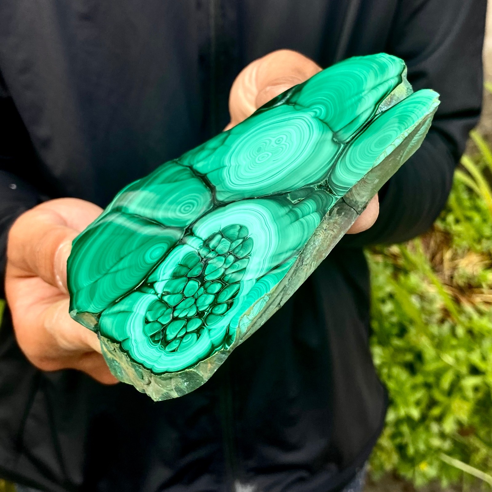 463G Natural malachite slice quartz crystal luster mineral specimen