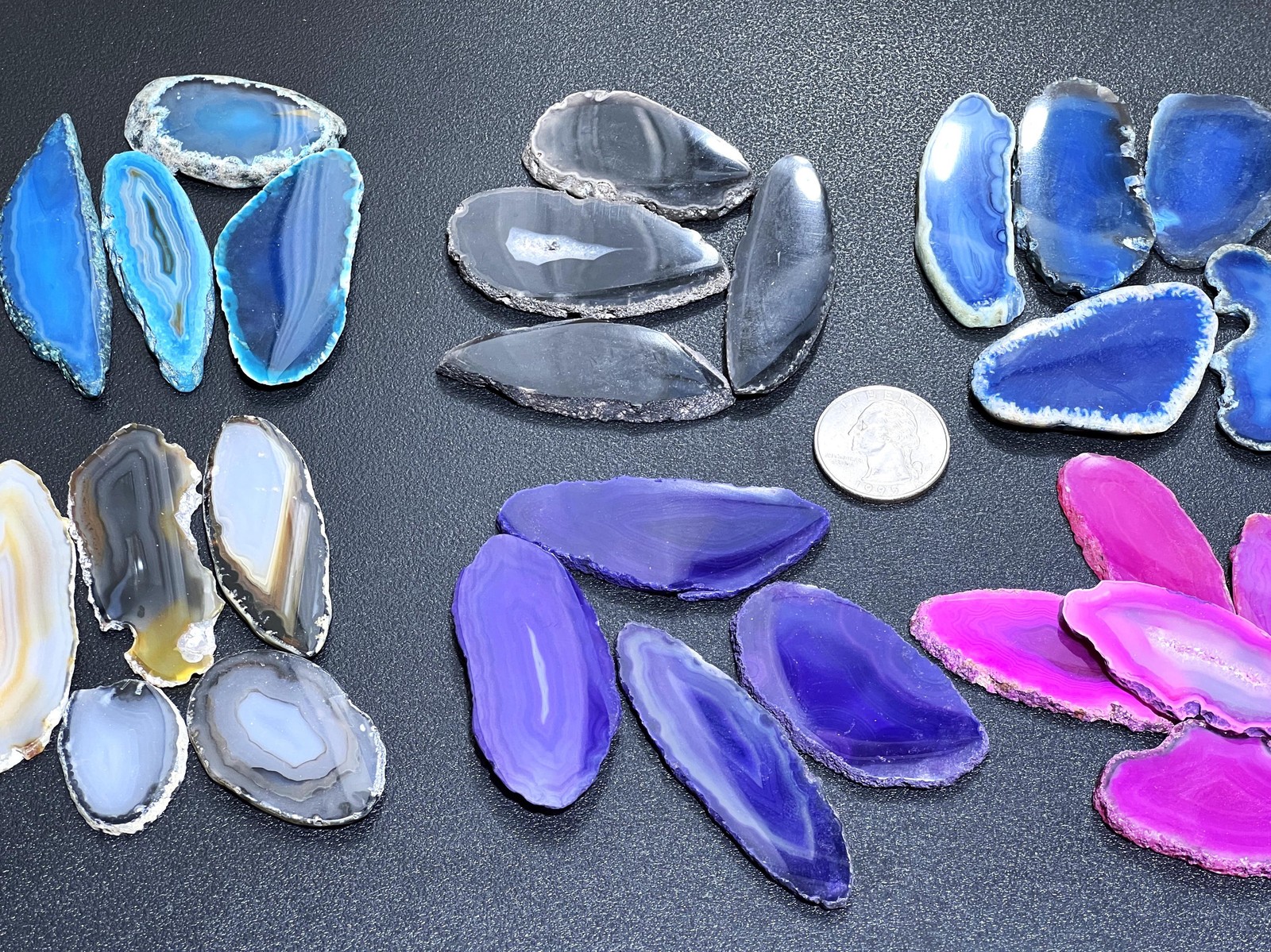 Small Oval Agate Slices (10 Pc Sets)(1-1.5 Inches) Blue Purple Pink Brown