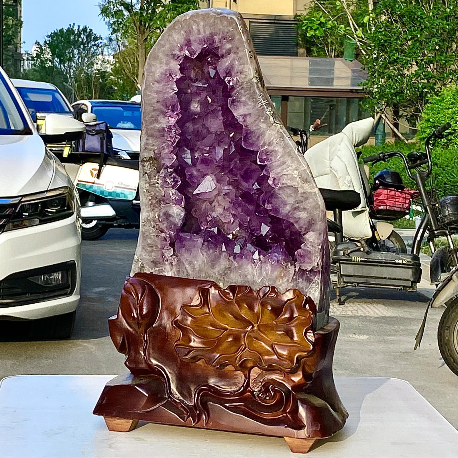 35.2LB Brazilian Amethyst Crystal Cave Stone Cluster Quartz Geode Healing