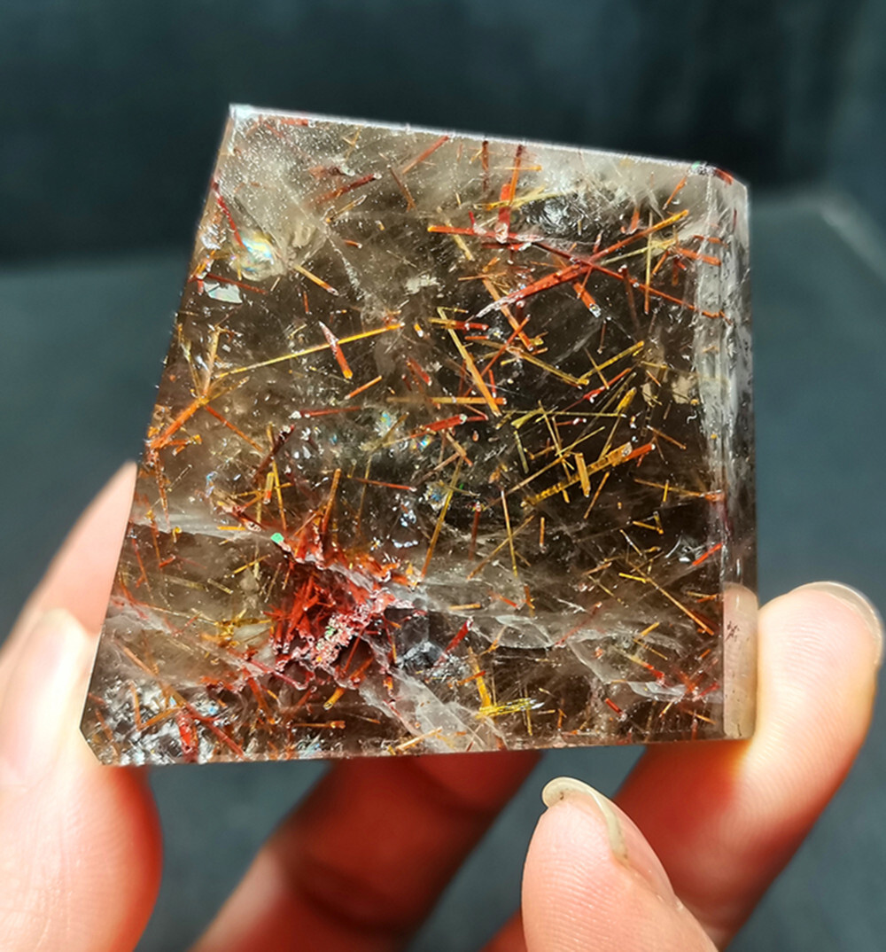 Rare Clear Golden Rutilated Inclusions Quartz Gold Needles Crystal specimen CY44