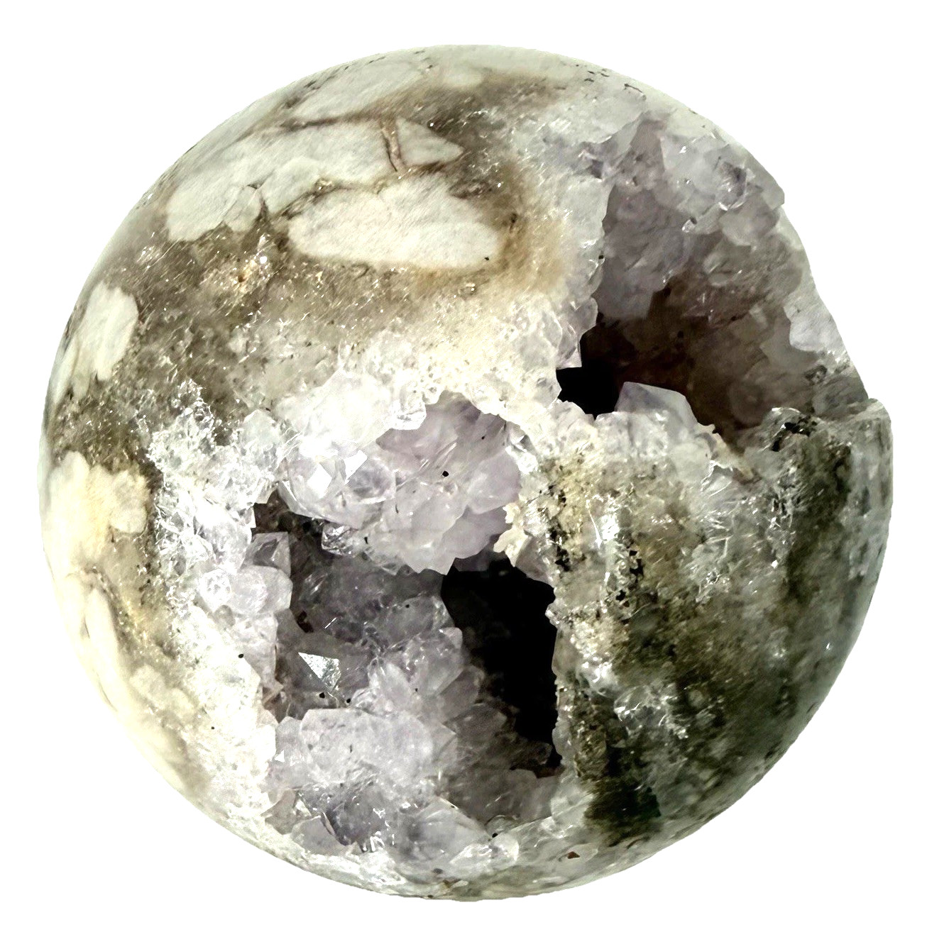 966mm Pink Amethyst Cluster Flower Agate Sphere UV Reactive