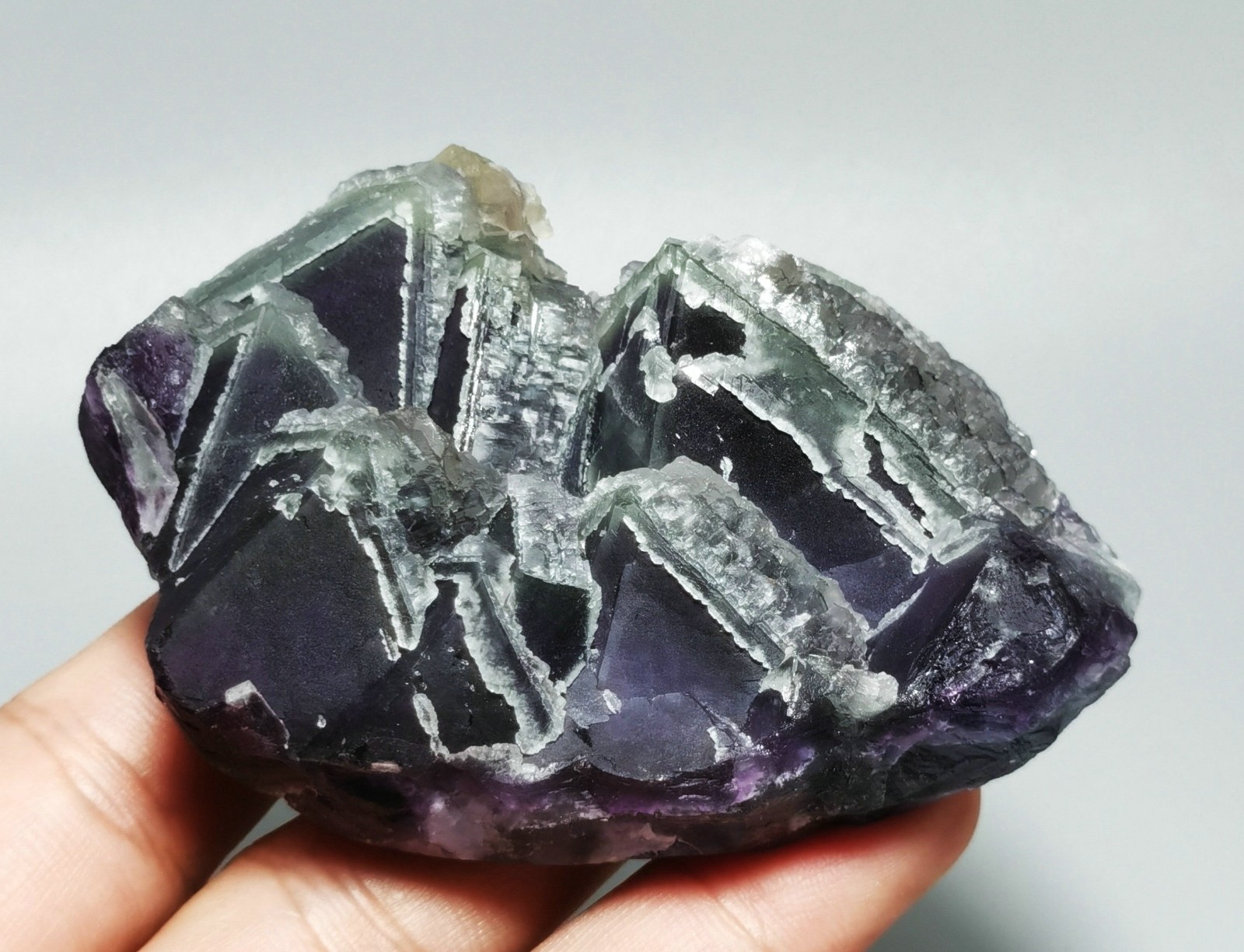 Rare Natural Purple Green Octagonal Fluorite Mineral Specimen China