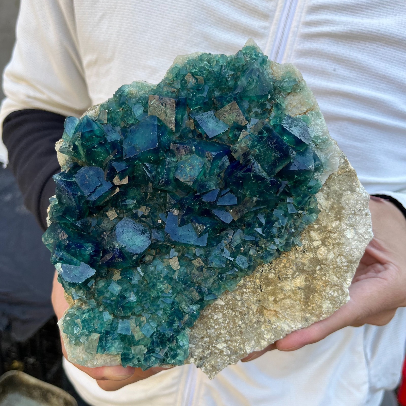 3.9lb Natural cubic green fluorite crystal cluster rough mineral specimen