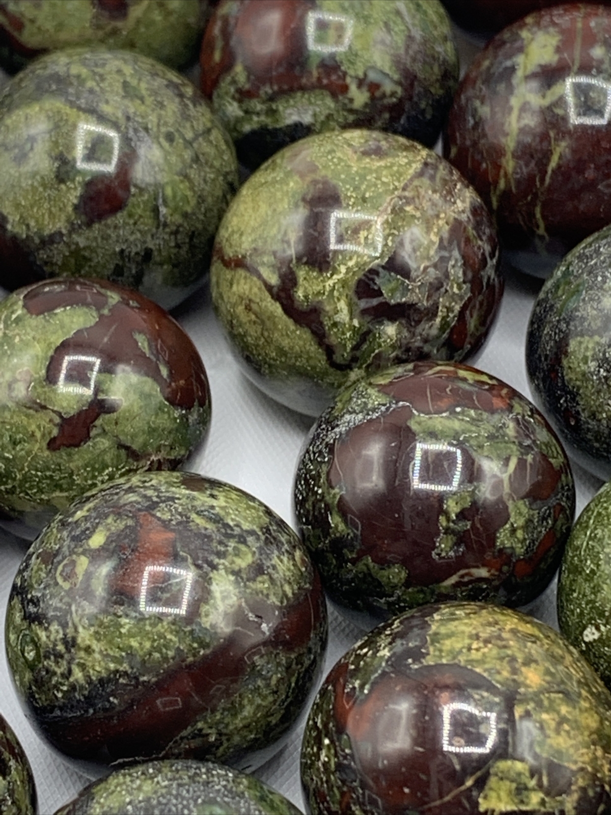 Dragon’s Blood 17-21mm Marbles •Lot Of Ten (10) Small Mini Spheres *AMAZING*