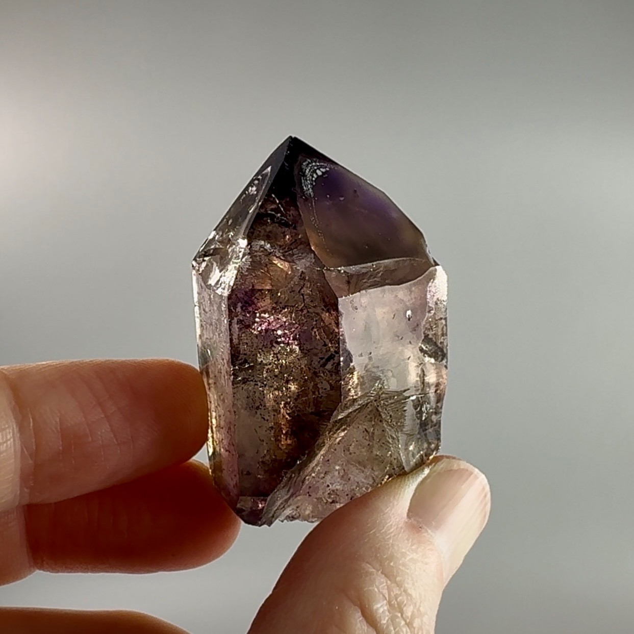 Large Moving Bubble! Rare Elestial Grape Jelly Shangaan Amethyst Enhydro Crystal