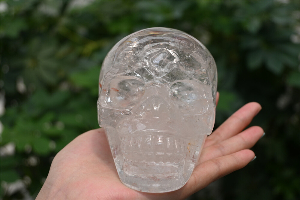 1.29kg Natural Clear Quartz Carved Skull Reiki Crystal Skull Decor Holiday Gift