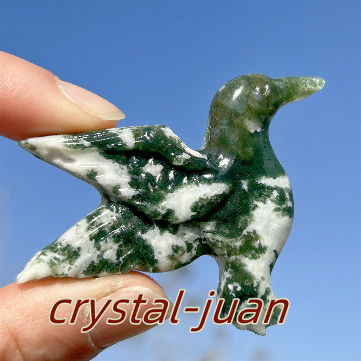 2″+ Natural Aquatic agatet hummingbird skull Carved Quartz Crystal skull heal