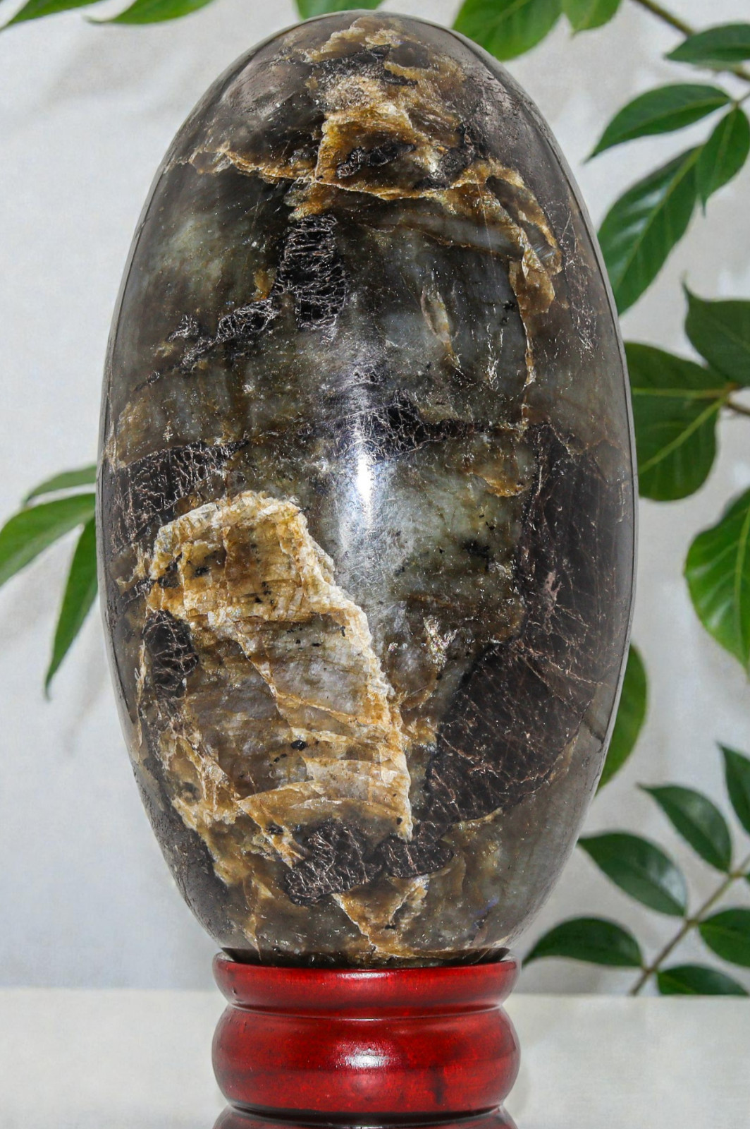Flashy Green LABRADORITE Crystal Quartz Healing Energy Stone Lingam 180mm