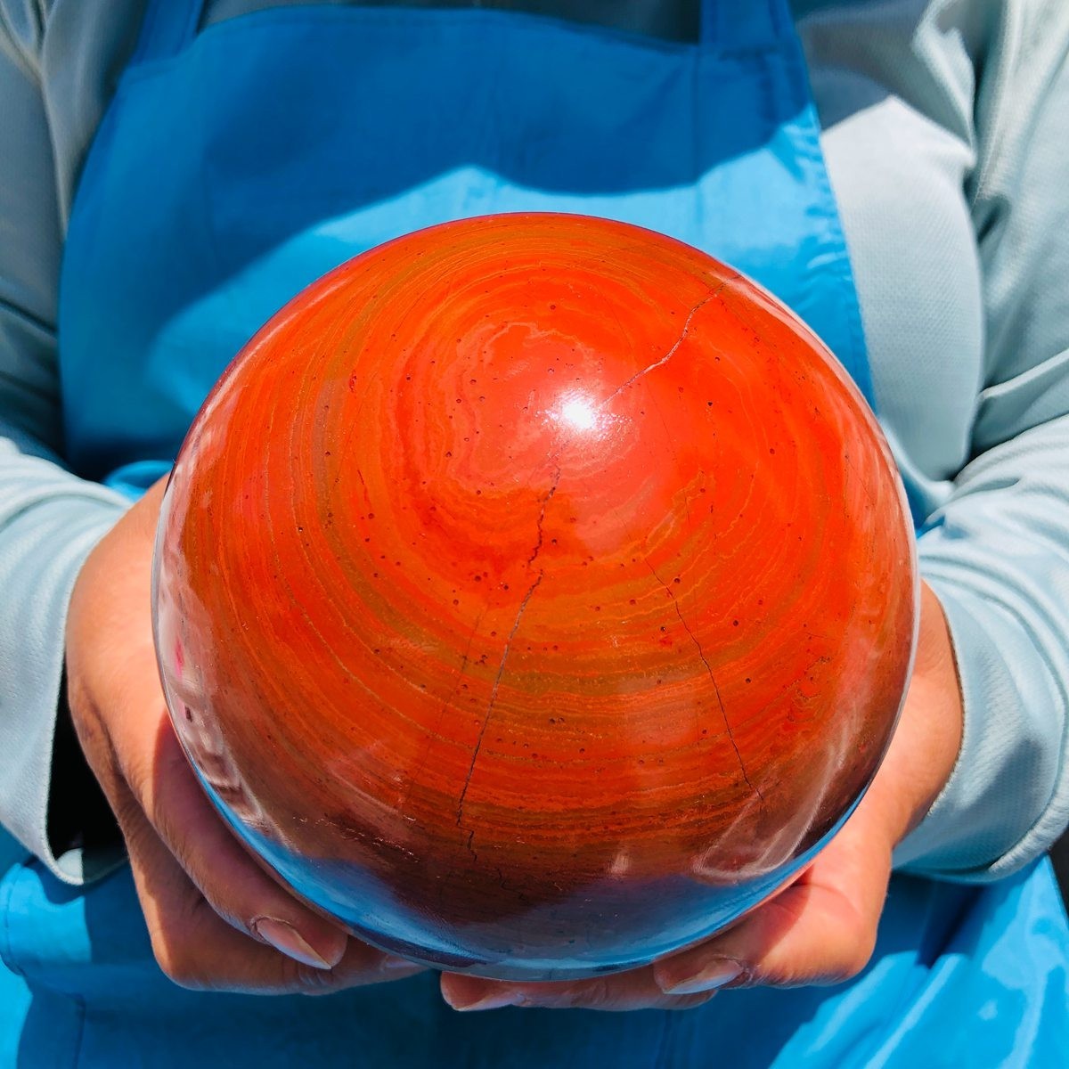 5.96LB Natural red jade ball quartz crystal ball, spiritual energy healing