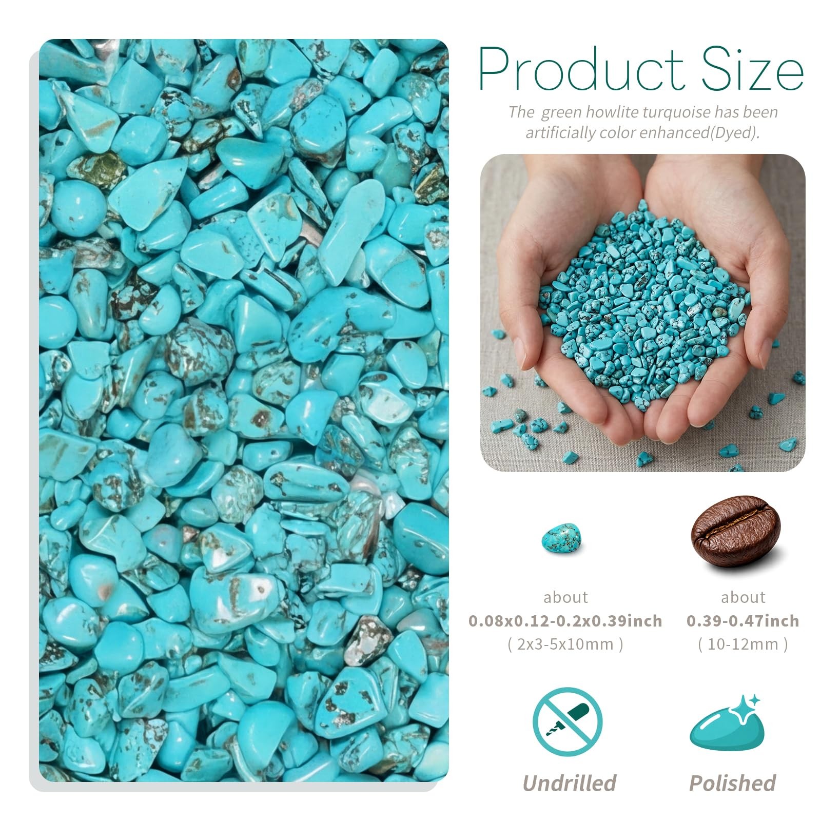 SUNYIK Howlite Turquoise Tumbled Chips Stone Crushed Pieces Irregular Shaped