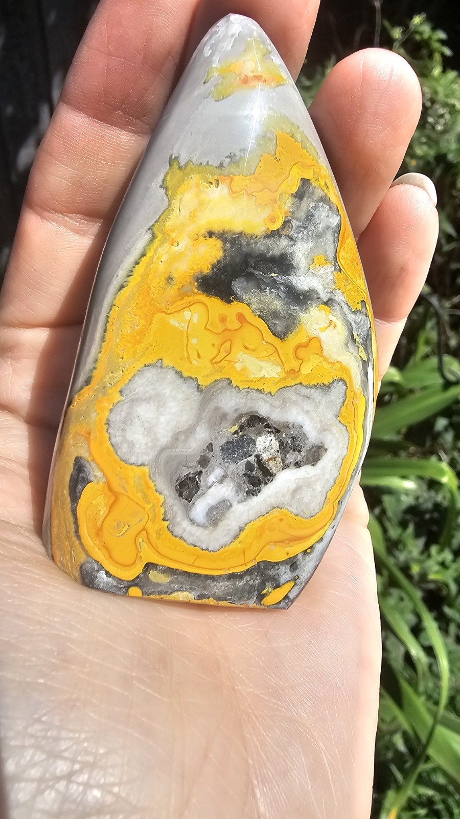 Indonesian Bumblebee Jasper crystal freeform 130g yellow Upliftment 7.6cm