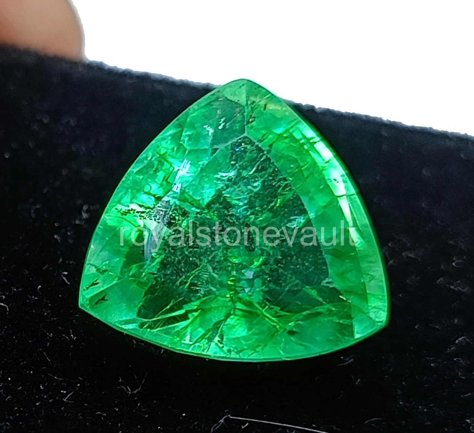 IGL Certified 10.99 Carat Natural Green Emerald Loose Gemstone Trillion Cut 5SDI