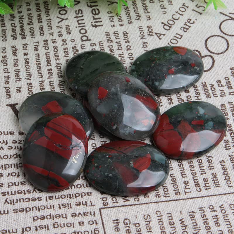 2Pcs Bloodstone Jasper Palm Stone Rock Crystal Healing Reiki Polished Worry