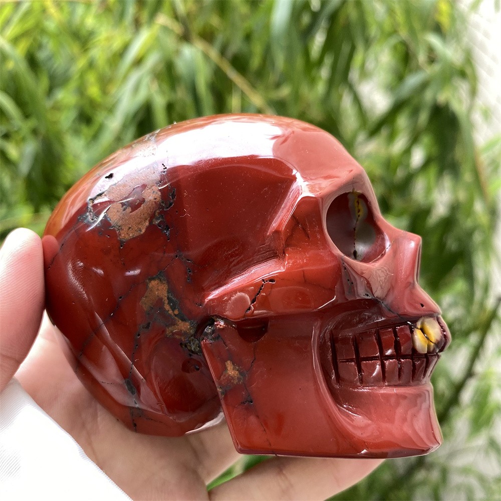 1.3LB 3.7″Natural Mookaite Jasper Skull Statue Crystal Carved Reiki Heal Decor