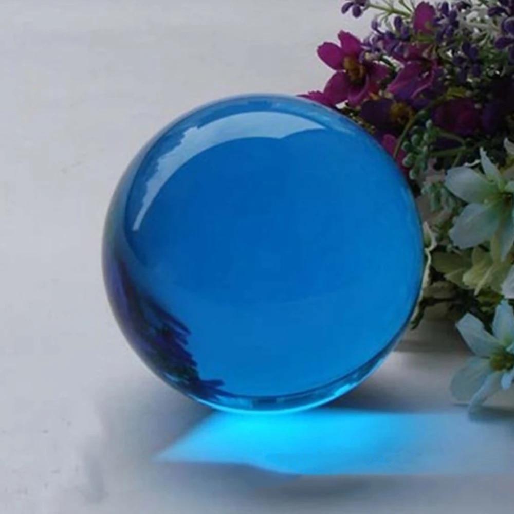 40mm Asian Rare Natural Quartz Sea Blue Magic K9 Crystal Healing Ball Sphere