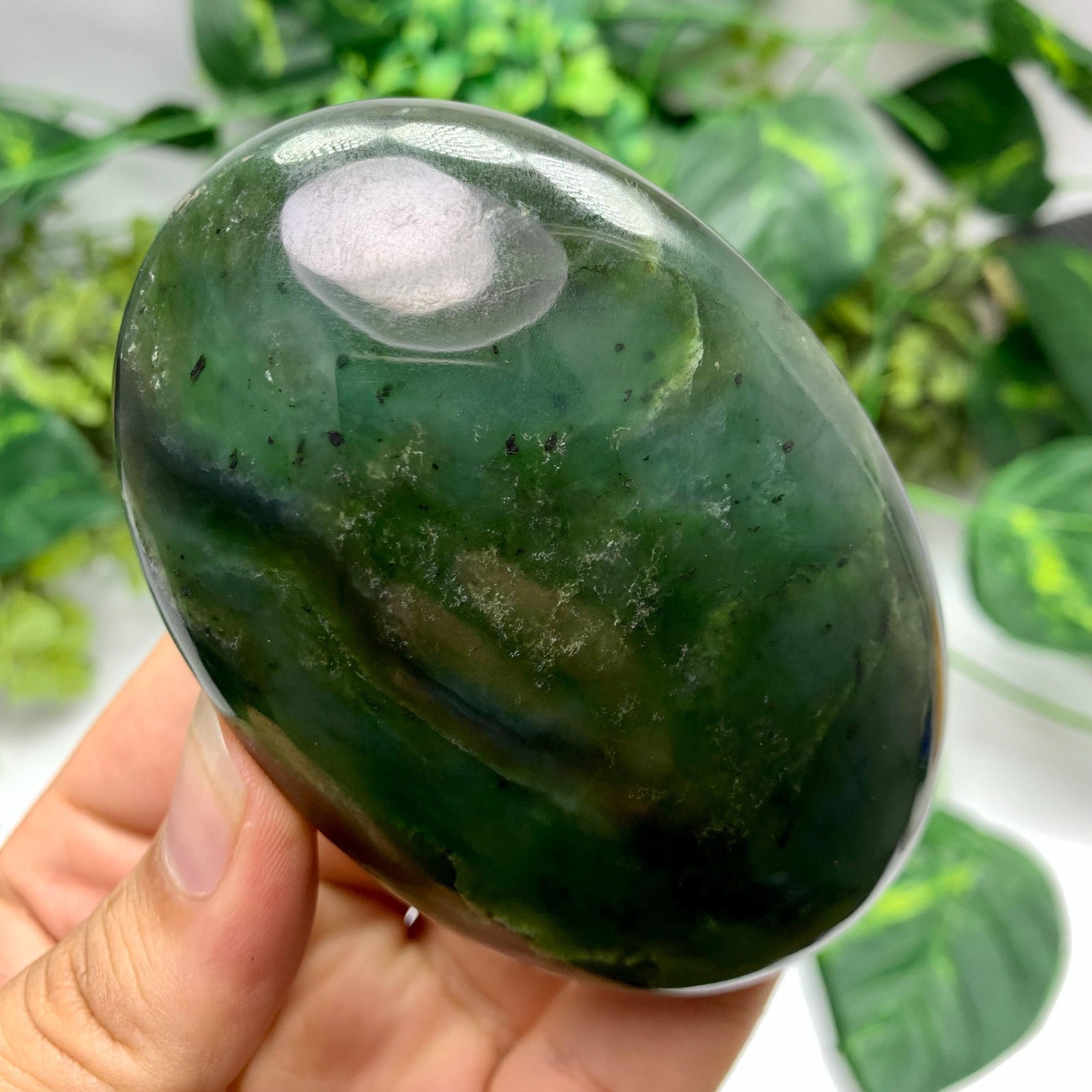 264g Best Quality Green Nephrite Jade Palm Stone, Nephrite Jade, Nephrite, Nephr