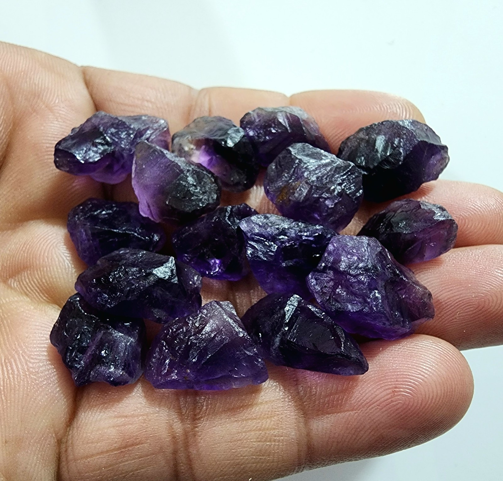 15 Pcs Awesome Purple Amethyst Rough Gemstone Chunks Size 17-21 MM Loose Rough