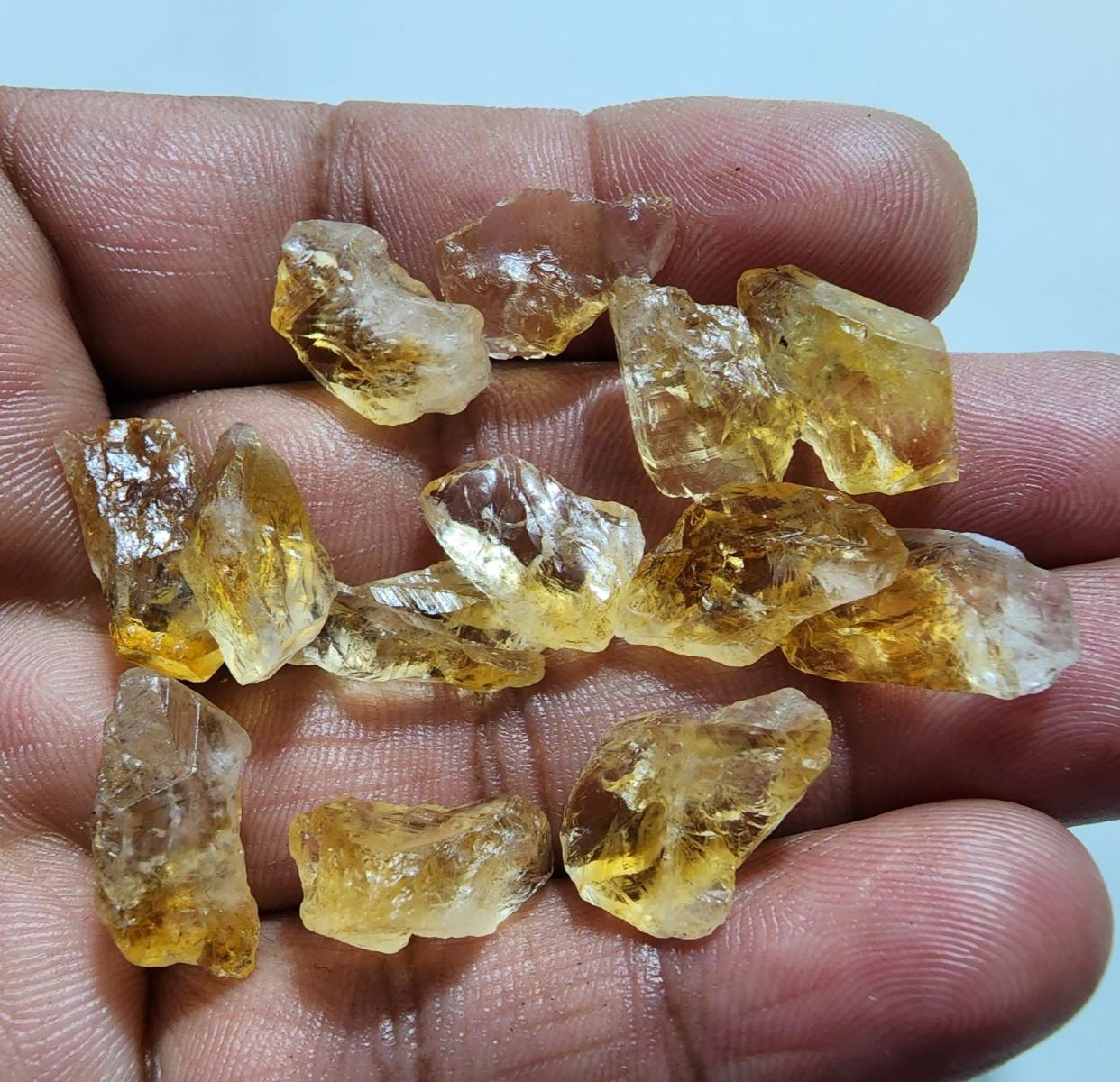 13 Pcs Attractive A+ Golden Citrine Rough Gemstone Crystal Citrine Size 14-18 MM
