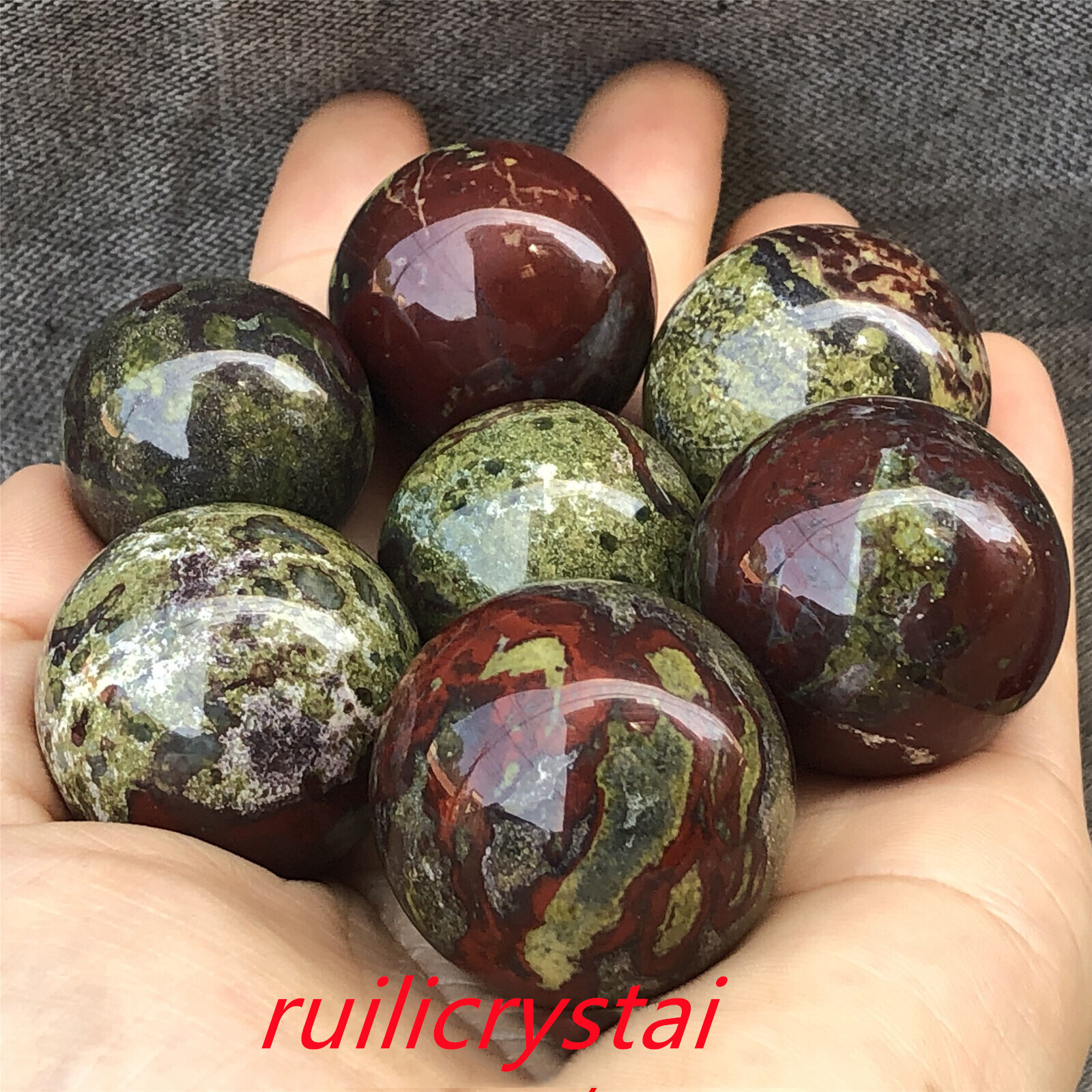 7pcs Natural dragon blood stone ball quartz crystal sphere reiki healing 20mm+