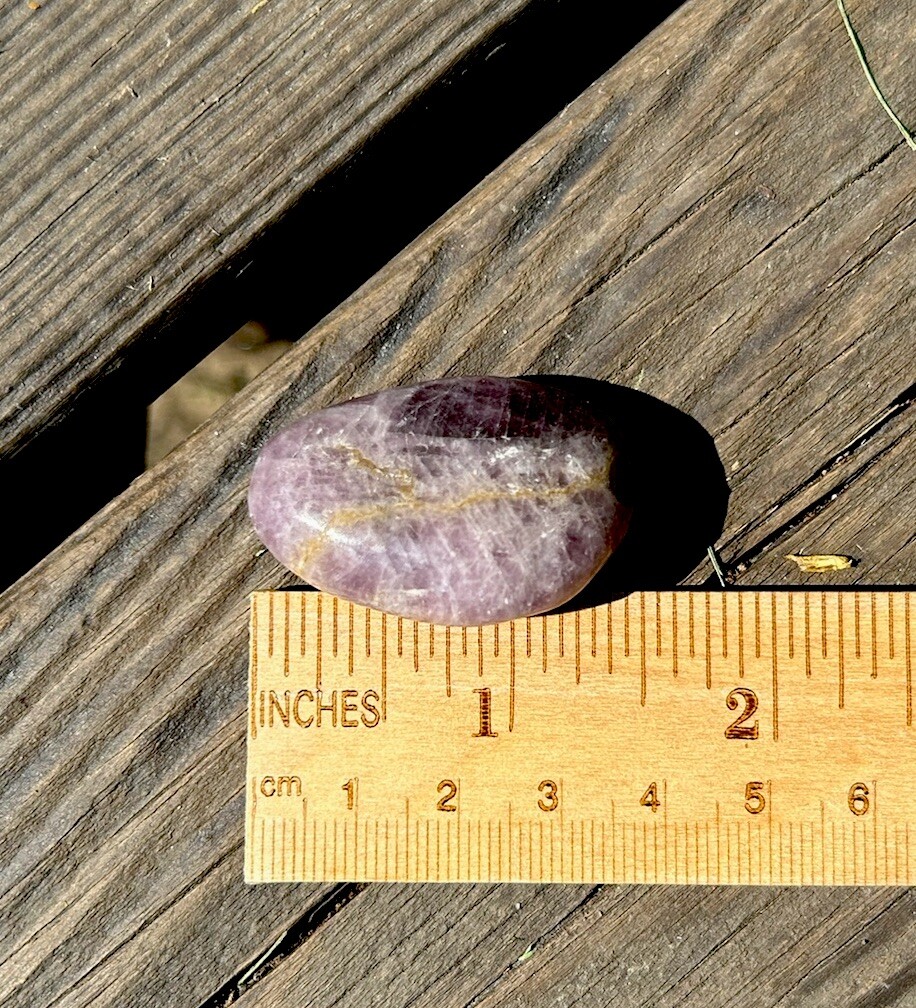 Handmade Polished Purple ANGELITE ANHYDRITE Rare Crystal Palm Stone MADAGASCAR