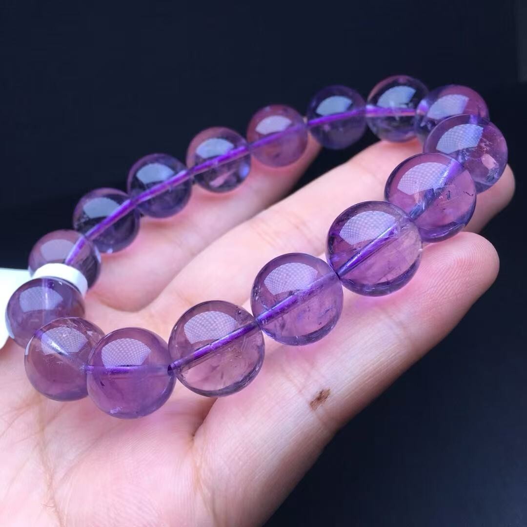 17mm Natural Amethyst Bead Bracelet Reiki Crystal Quartz Healing Decorate 1pc