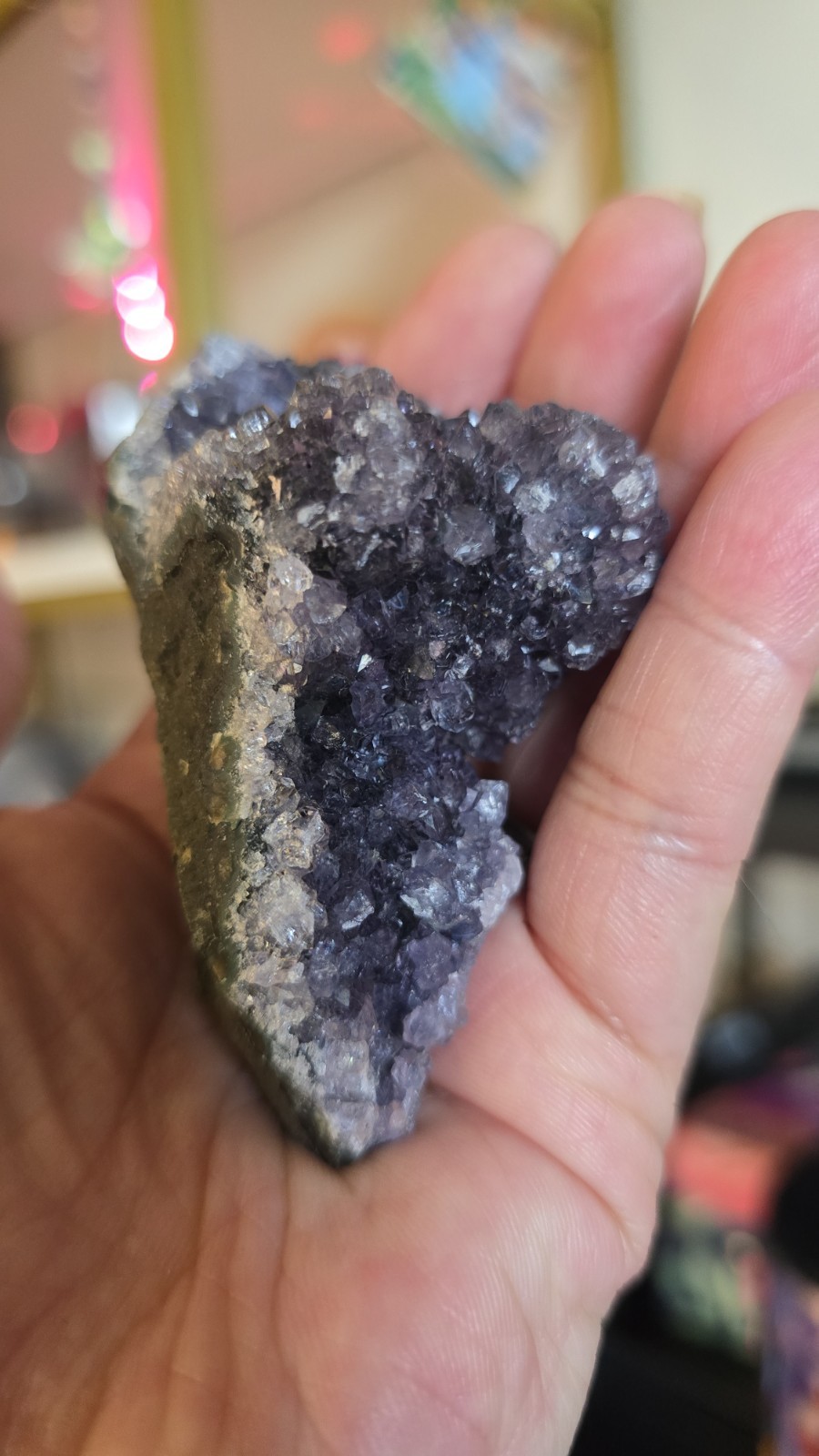 126.9g Natural Amethyst Druzy Cluster W/ Display Stand Crystal Mineral Specimen