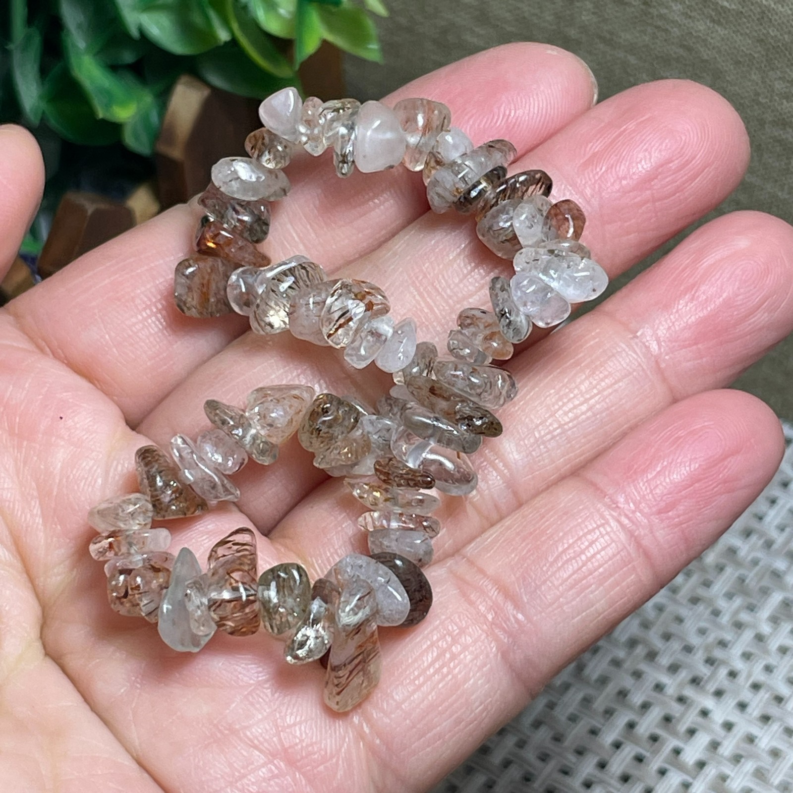 1pcs Multicolored tourmaline stone Chip beads Stretch Bracelet E6184