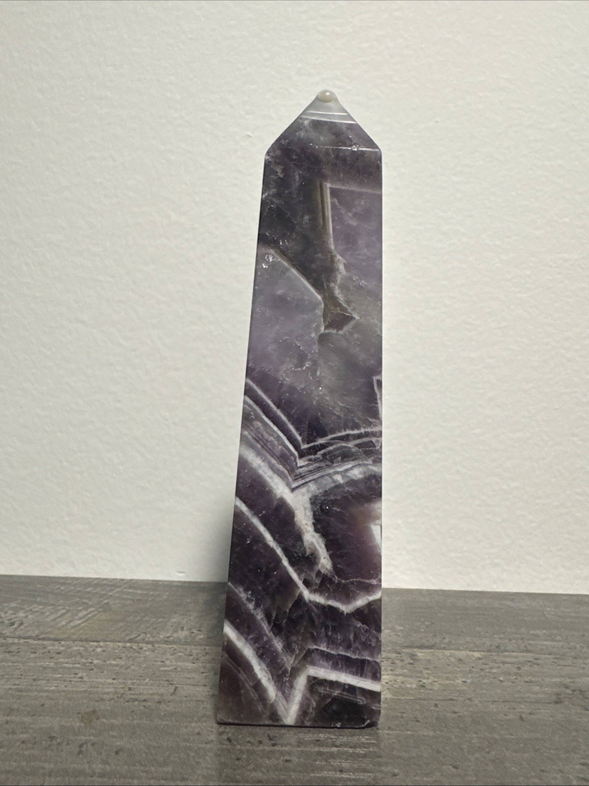 Chevron Amethyst Crystal Tower 258 Grams 5.5”