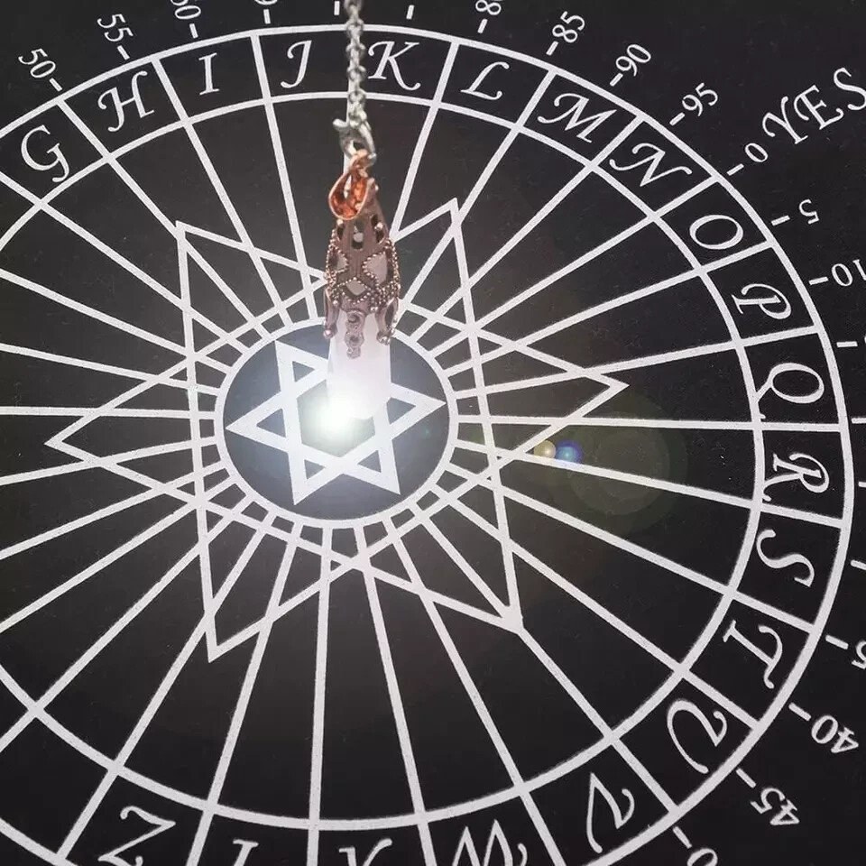 Metaphysical Pendulum Chart Mat with a Pendulum Necklace and Yes or NO Coin,Heal