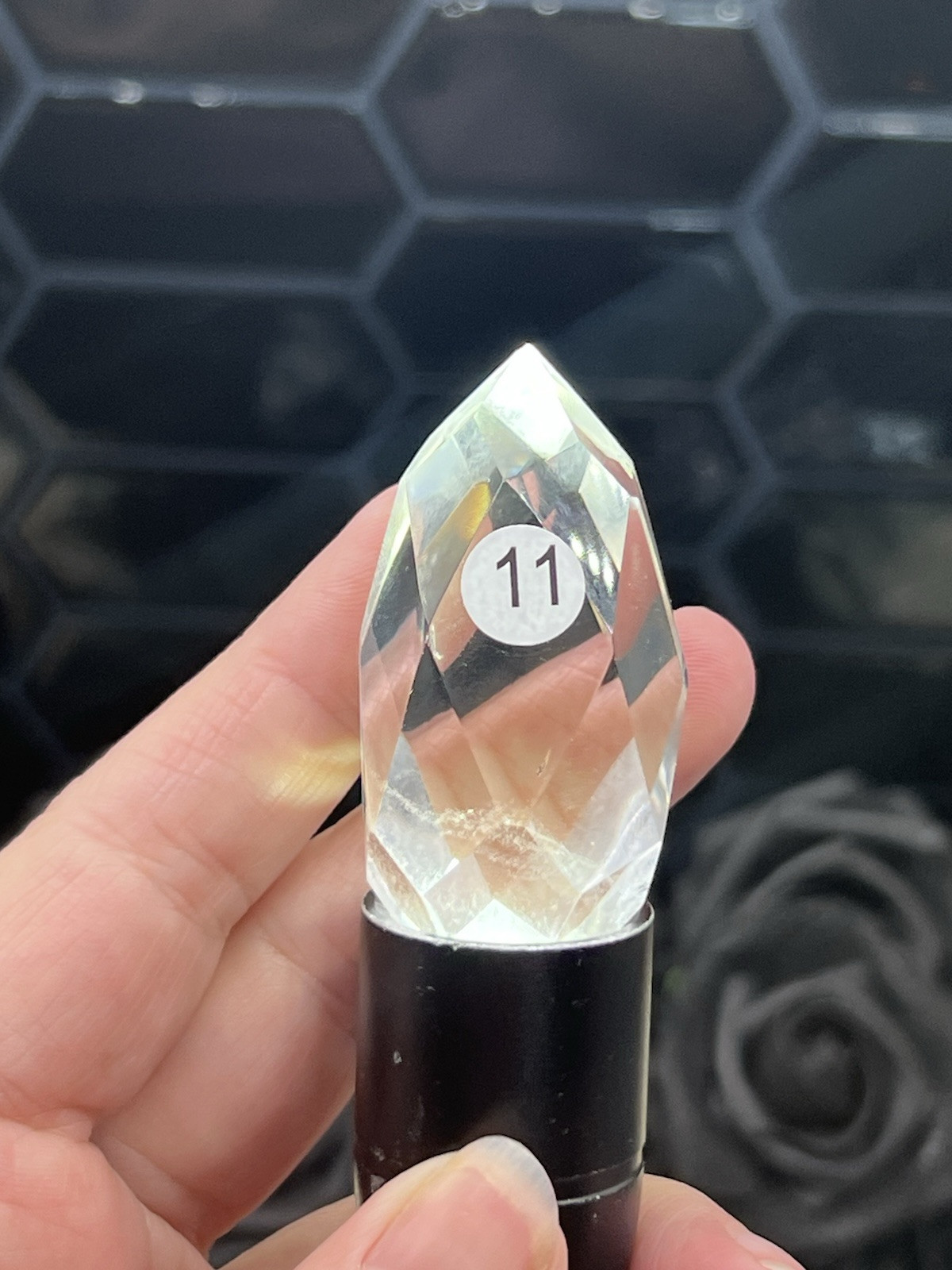 Natural Clear Quartz Faceted Egg HQ Self standing L@@K Free ship & Gift
