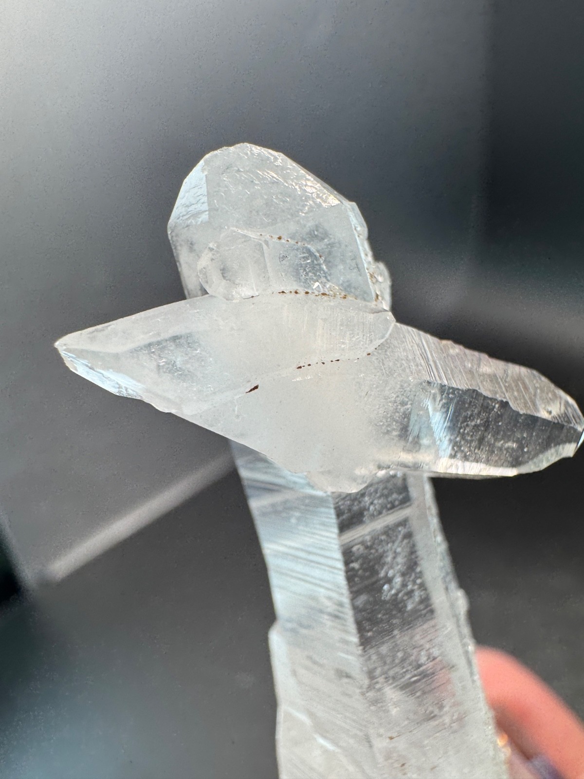 6528 Clear Quartz Crystal with Double Terminated Cross Crystal Brazil 20g