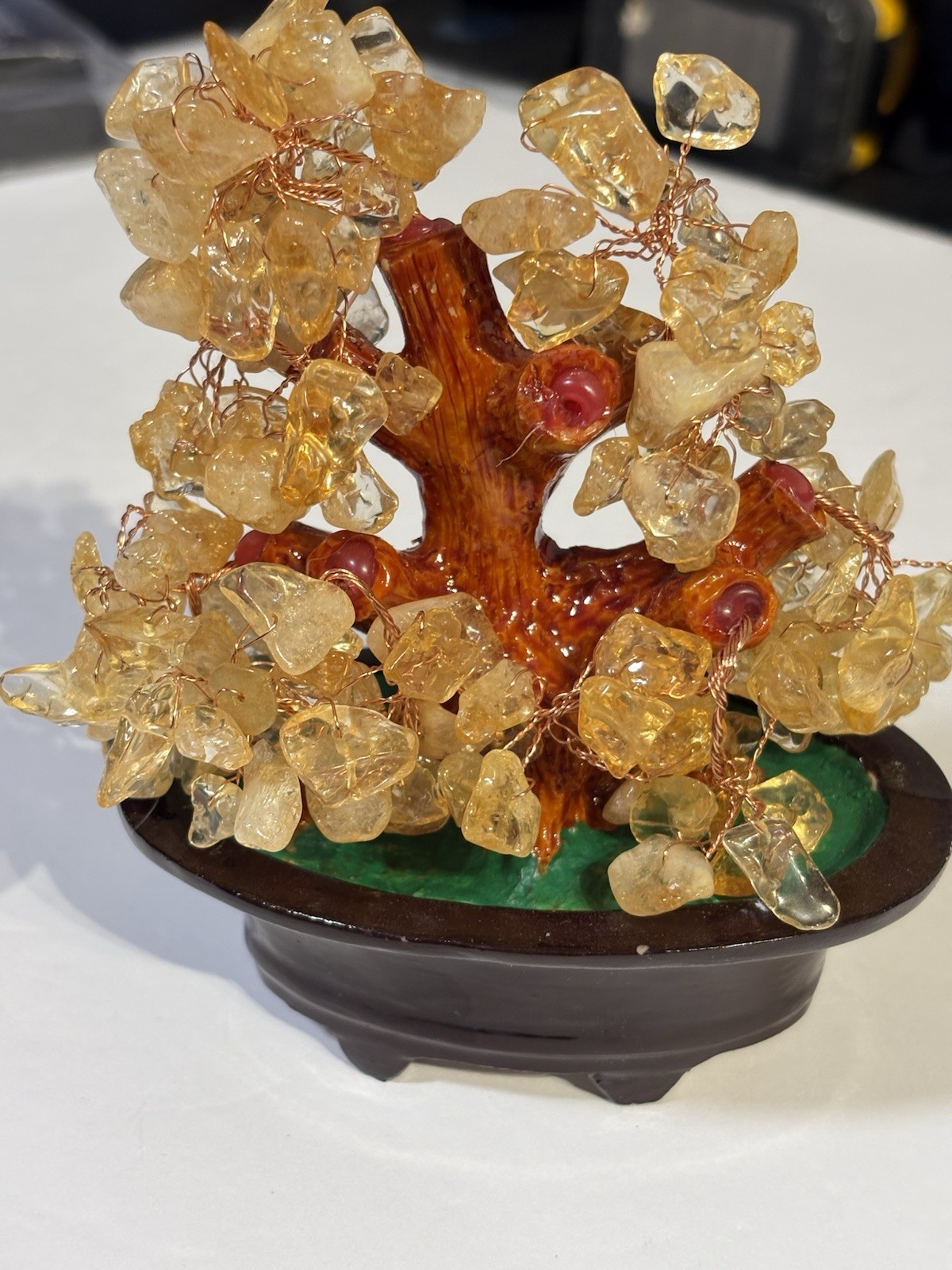 Citrine Crystal Tree Feng Shui Money Tree Gemstone Bonsai Wealth Decor 6in