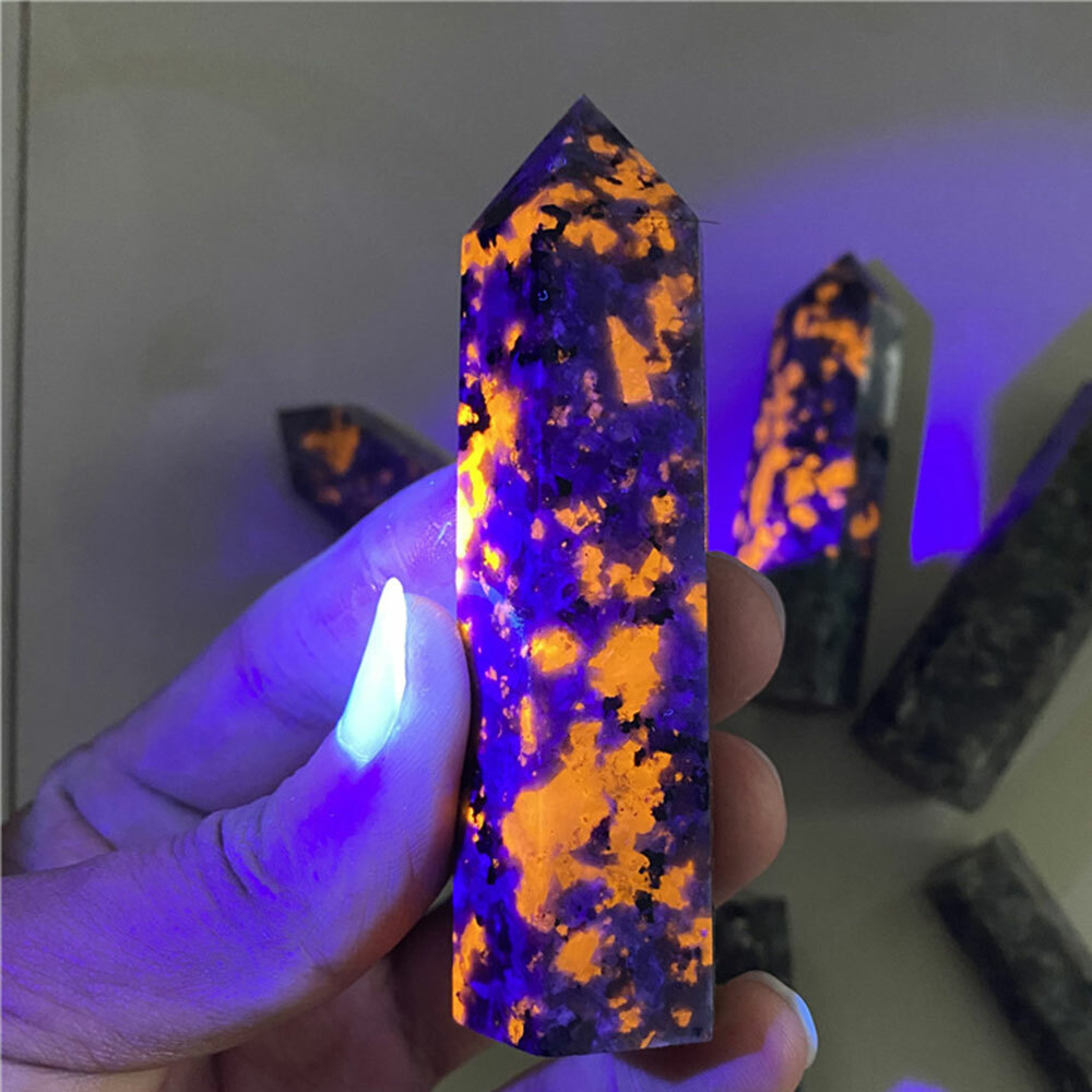 9-10CM Natural Yooperlite Quartz Obelisk Crystal Point Wand Reiki Healing Stone